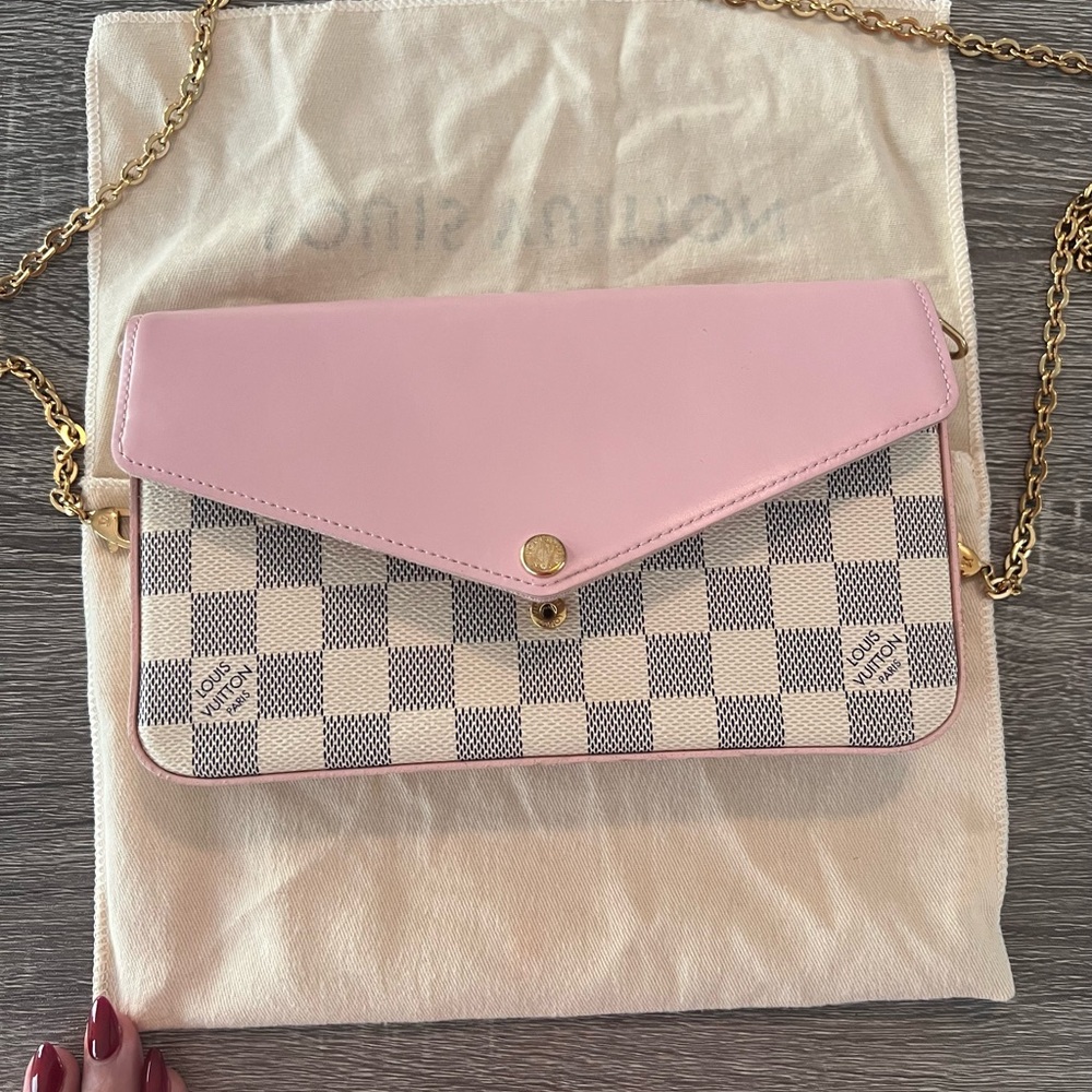 Louis Vuitton Pink and Gray Crossbody Bag with Chain Strap